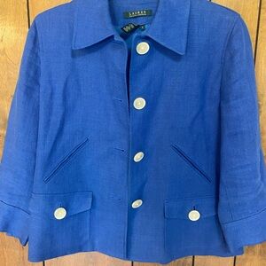 Ralph Lauren Royal Blue Women's Blazer 100% Linen